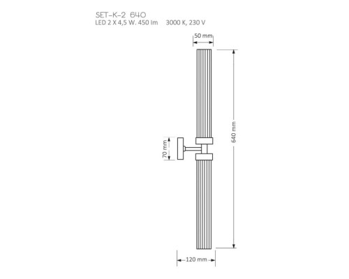 Настенный светильник KUTEK MOOD Seti SET-K-2(T)II 640 Настенный светильник KUTEK MOOD Seti SET-K-2(T)II 640