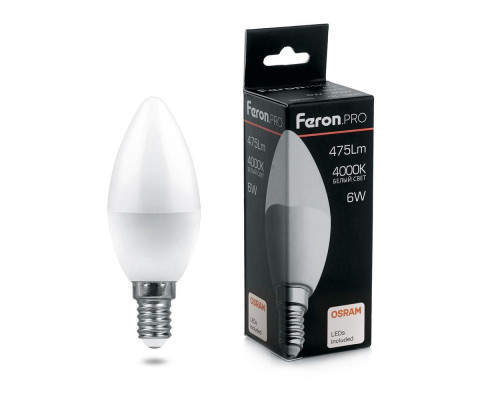 Лампа светодиодная Feron E14 6W 4000K Матовая LB-1306 38045 Лампа светодиодная Feron E14 6W 4000K Матовая LB-1306 38045