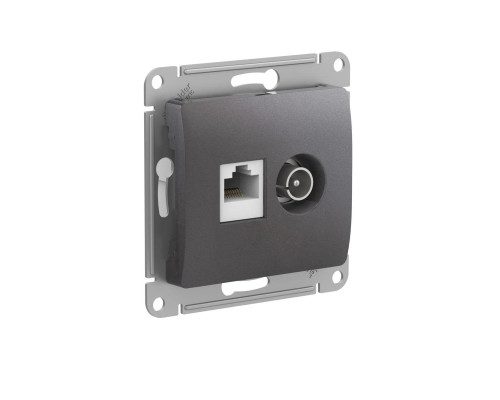 Розетка двойная компьютерная + телевизионная RJ45 Systeme Electric Glossa кат.5E графит GSL001389