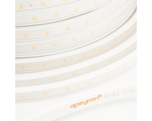 Светодиодная влагозащищенная лента Apeyron 6W/m 60LED/m 2835SMD теплый белый 50M 10-63 Светодиодная влагозащищенная лента Apeyron 6W/m 60LED/m 2835SMD теплый белый 50M 10-63