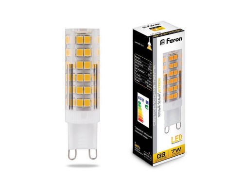 Лампа светодиодная Feron G9 7W 2700K прозрачная LB-433 25766
