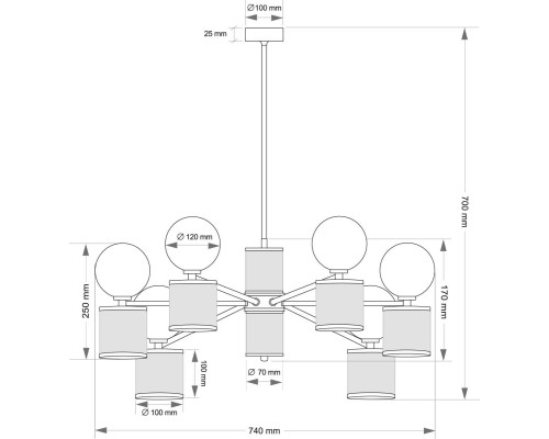 Подвесной светильник KUTEK ERBA ERB-ZW-6(ZM/3)BT