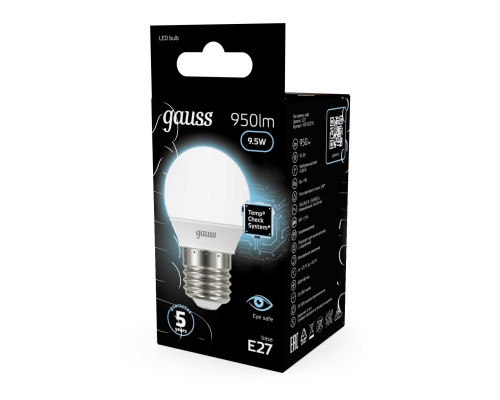 Лампа светодиодная Gauss E27 9.5W 4100K матовая 105102210 Лампа светодиодная Gauss E27 9.5W 4100K матовая 105102210