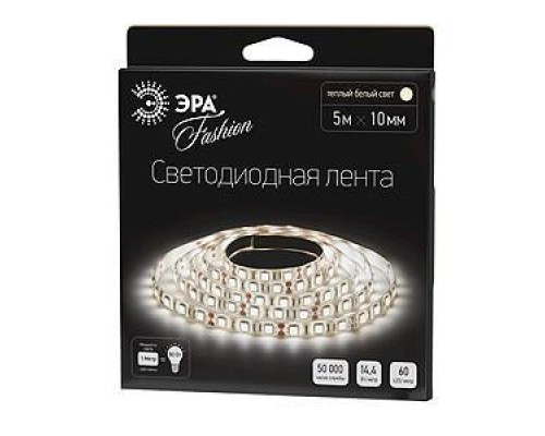 Светодиодная лента ЭРА 14,4W/m 60LED/m 5050SMD теплый белый 5M LS5050-60LED-IP20-WW-5m C0043046