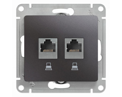 Розетка компьютерная двойная RJ45 Systeme Electric Glossa 5e кат UTP графит GSL001385KK