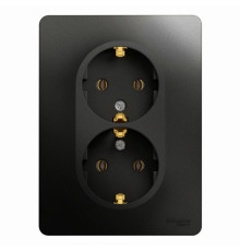 Розетка двойная 2К+З Systeme Electric Glossa 16A 250V антрацит GSL000724