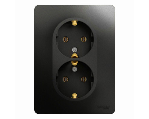Розетка двойная 2К+З Systeme Electric Glossa 16A 250V антрацит GSL000724 Розетка двойная 2К+З Systeme Electric Glossa 16A 250V антрацит GSL000724