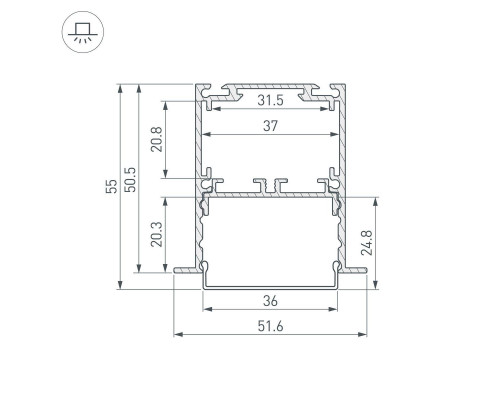 Профиль встраиваемый Arlight SL-Linia52-3L-F-2000 Anod Black 044685