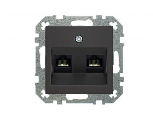 Розетка 2xRJ45 Liregus Retro черный матовый 29-236