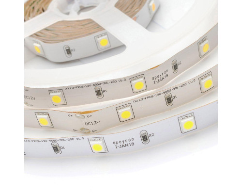 Светодиодная лента Apeyron 7,2W/m 30LED/m 5050SMD холодный белый 5M 00-36 Светодиодная лента Apeyron 7,2W/m 30LED/m 5050SMD холодный белый 5M 00-36