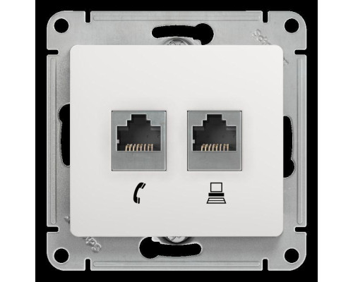 Розетка компьютерная RJ45/RJ11 Systeme Electric Glossa 5e кат UTP белая GSL000185 Розетка компьютерная RJ45/RJ11 Systeme Electric Glossa 5e кат UTP белая GSL000185