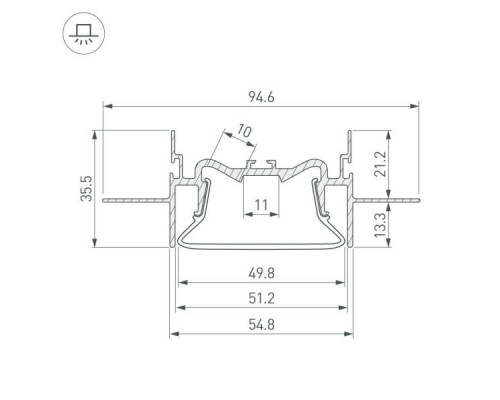 Профиль Arlight FOLED-50-CEIL-CENTER-2000 035769 Профиль Arlight FOLED-50-CEIL-CENTER-2000 035769