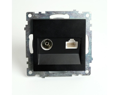 Розетка телевизионная TV + компьютерная RJ-45 Stekker Катрин GLS00-7106-05 черная 49182 Розетка телевизионная TV + компьютерная RJ-45 Stekker Катрин GLS00-7106-05 черная 49182
