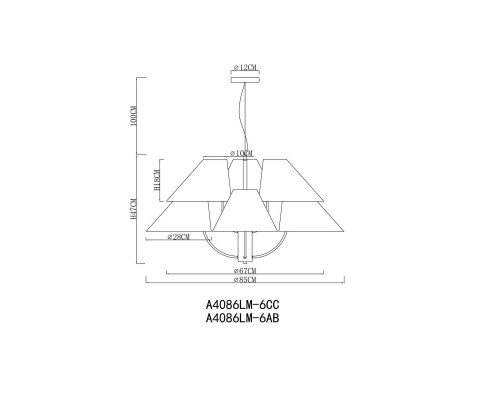 Подвесная люстра Arte Lamp Rondo A4086LM-6AB Подвесная люстра Arte Lamp Rondo A4086LM-6AB