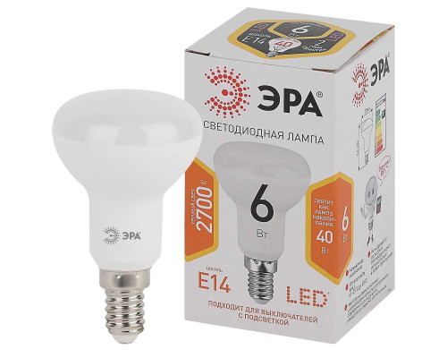 Лампа светодиодная ЭРА LED R50-6W-827-E14 Б0056751