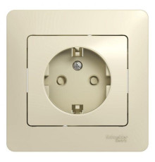 Розетка 2К+З Systeme Electric Glossa 16A 250V со шторками бежевая GSL000244