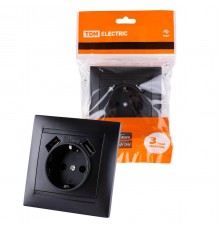 Розетка 2P+PE/2хUSB TDM Electric Лама графит SQ1815-0642