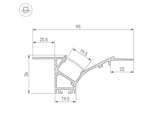 Встраиваемый профиль Arlight Fantom-W45-Bevel-2000 White 039949 Встраиваемый профиль Arlight Fantom-W45-Bevel-2000 White 039949