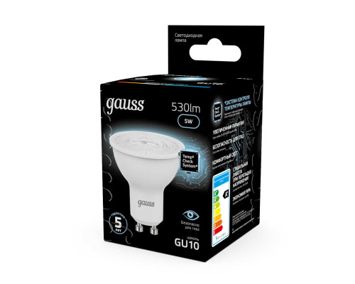 Лампа светодиодная Gauss GU10 5W 4100K матовая 101506205 Лампа светодиодная Gauss GU10 5W 4100K матовая 101506205