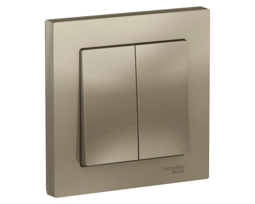 Выключатель двухклавишный Systeme Electric AtlasDesign 10A 250V шампань ATN000552