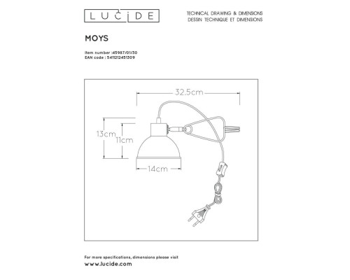 Настольная лампа Lucide Moys 45987/01/30 Настольная лампа Lucide Moys 45987/01/30