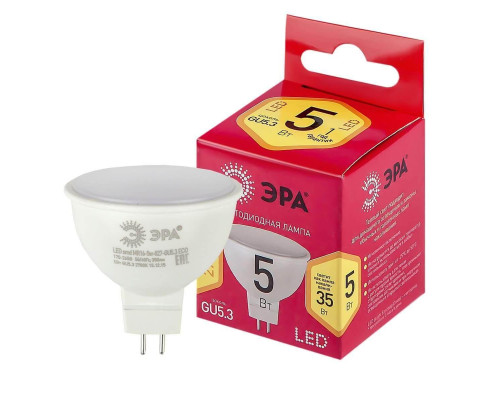 Лампа светодиодная ЭРА GU5.3 5W 2700K матовая LED MR16-5W-827-GU5.3 R Б0050230 Лампа светодиодная ЭРА GU5.3 5W 2700K матовая LED MR16-5W-827-GU5.3 R Б0050230