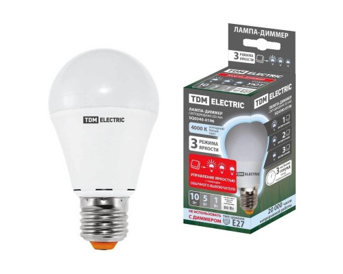 Лампа светодиодная диммируемая TDM Electric E27 10W 4000K прозрачная SQ0340-0196 Лампа светодиодная диммируемая TDM Electric E27 10W 4000K прозрачная SQ0340-0196
