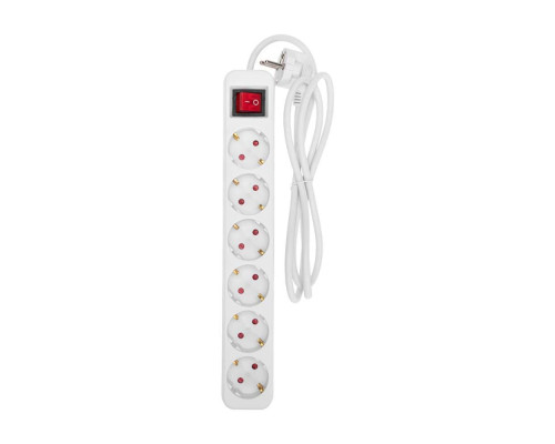 Удлинитель STANDARD 6 гнезд, 1,5м, 3х1,0мм?, с/з, с выключателем, белый REXANT 13-4046