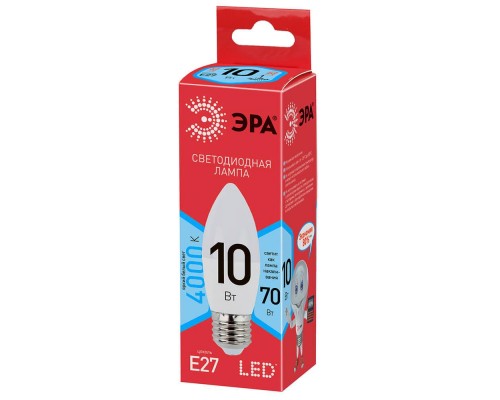 Лампа светодиодная ЭРА E27 10W 4000K матовая ECO LED B35-10W-840-E27 Б0032965