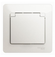 Розетка 2К+З Systeme Electric Glossa 16A 250V со шторками и крышкой перламутр GSL000646
