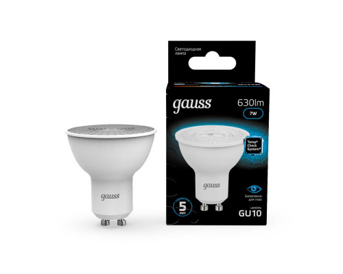 Лампа светодиодная Gauss GU10 7W 6500K матовая 101506307 Лампа светодиодная Gauss GU10 7W 6500K матовая 101506307