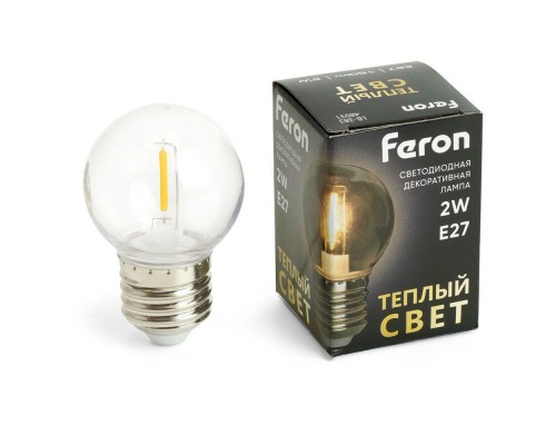 Лампа светодиодная Feron E27 2W 2700K прозрачная LB-383 48931