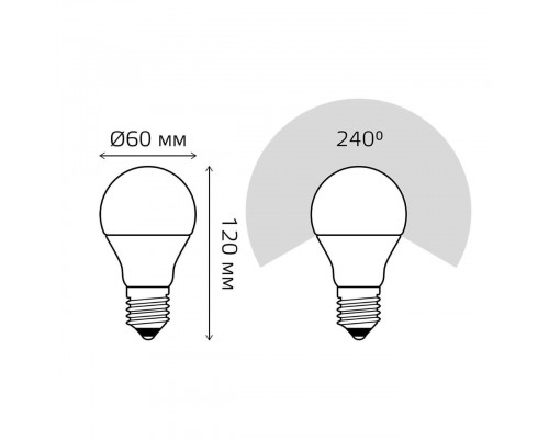 Лампа светодиодная Gauss E27 12W 6500K матовая 23232