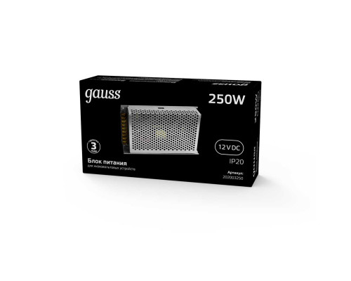 Блок питания Gauss Led Strip PS 12V 250W IP20 25A 202003250 Блок питания Gauss Led Strip PS 12V 250W IP20 25A 202003250