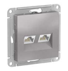 Розетка компьютерная двойная RJ45 Systeme Electric AtlasDesign 5e кат UTP алюминий ATN000385