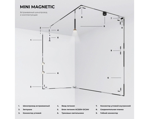Встраиваемый шинопровод Elektrostandard Mini Magnetic 85170/00 a065630 Встраиваемый шинопровод Elektrostandard Mini Magnetic 85170/00 a065630