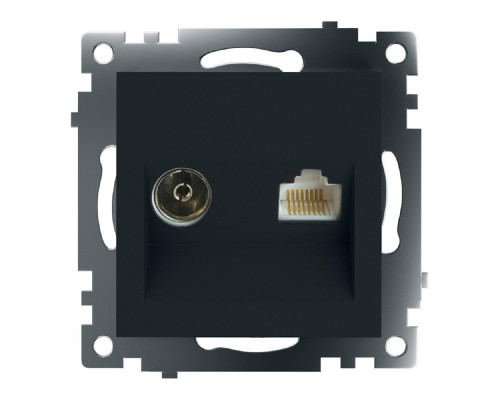 Розетка телевизионная TV + компьютерная RJ-45 Stekker Катрин GLS00-7106-05 черная 49182 Розетка телевизионная TV + компьютерная RJ-45 Stekker Катрин GLS00-7106-05 черная 49182