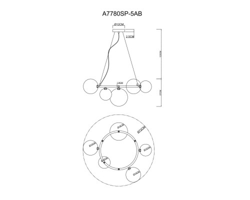 Подвесная люстра Arte Lamp Albus A7780SP-5AB Подвесная люстра Arte Lamp Albus A7780SP-5AB
