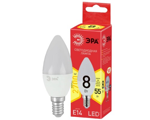 Лампа светодиодная ЭРА E14 8W 2700K матовая ECO LED B35-8W-827-E14 Б0030018