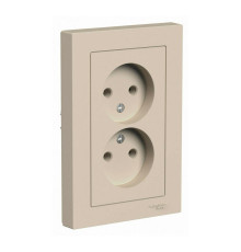 Розетка двойная 2К Systeme Electric AtlasDesign 16A 250V песочный ATN001220