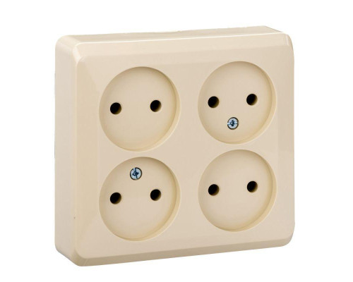 Розетка четырехместная 2К Systeme Electric Этюд 16A 250V кремовая PA16-205K Розетка четырехместная 2К Systeme Electric Этюд 16A 250V кремовая PA16-205K