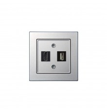 Розетка HDMI/USB Liregus Epsilon серебро 28-1856