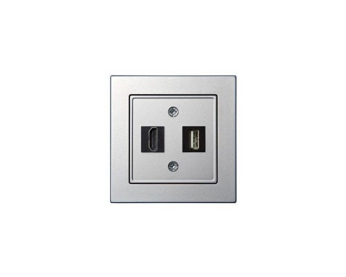 Розетка HDMI/USB Liregus Epsilon серебро 28-1856 Розетка HDMI/USB Liregus Epsilon серебро 28-1856