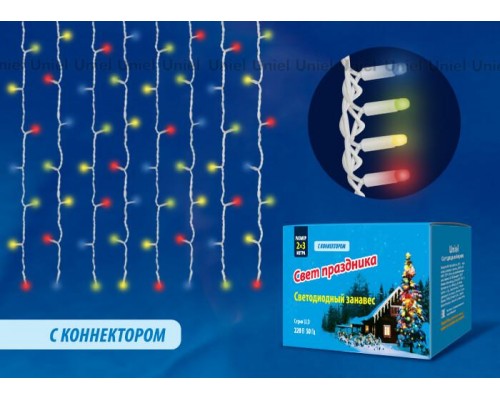 Уличная светодиодная гирлянда Uniel занавес 220V разноцветный ULD-C2030-240/SWK MULTI IP67 UL-00001364 Уличная светодиодная гирлянда Uniel занавес 220V разноцветный ULD-C2030-240/SWK MULTI IP67 UL-00001364
