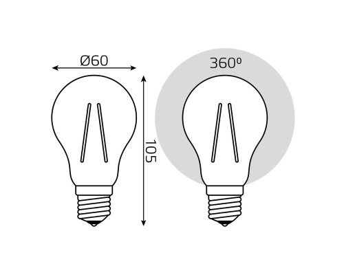 Лампа cветодиодная филаментная Gauss E27 10W 2400K прозрачная 102802010 Лампа cветодиодная филаментная Gauss E27 10W 2400K прозрачная 102802010