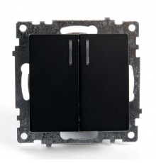 Выключатель двухклавишный Stekker Катрин с подсветкой черный GLS10-7102-05 39607