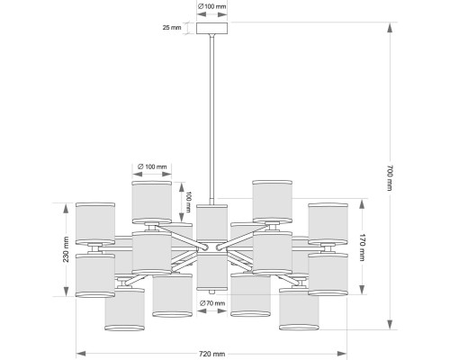 Подвесной светильник KUTEK ERBA ERB-ZW-8(BN/3)BB
