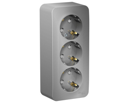 Розетка тройная 2К+3 Systeme Electric Blanca 16A 250V со шторками алюминий BLNRA011313 Розетка тройная 2К+3 Systeme Electric Blanca 16A 250V со шторками алюминий BLNRA011313