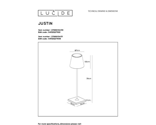 Уличный светодиодный светильник Lucide Justin 27888/04/31 Уличный светодиодный светильник Lucide Justin 27888/04/31