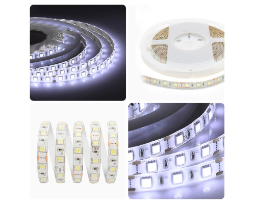 Светодиодная влагозащищенная лента Apeyron 14,4W/m 60LED/m 5050SMD холодный белый 5M 00-10 Светодиодная влагозащищенная лента Apeyron 14,4W/m 60LED/m 5050SMD холодный белый 5M 00-10